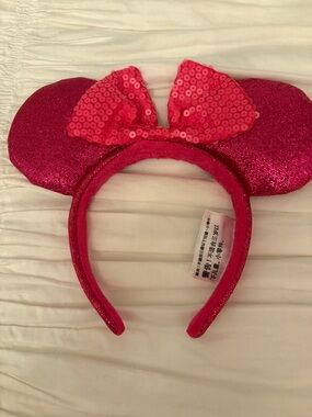 Dark pink Mickey ear headband Minnie Mouse